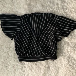 Black & White Striped V Top
